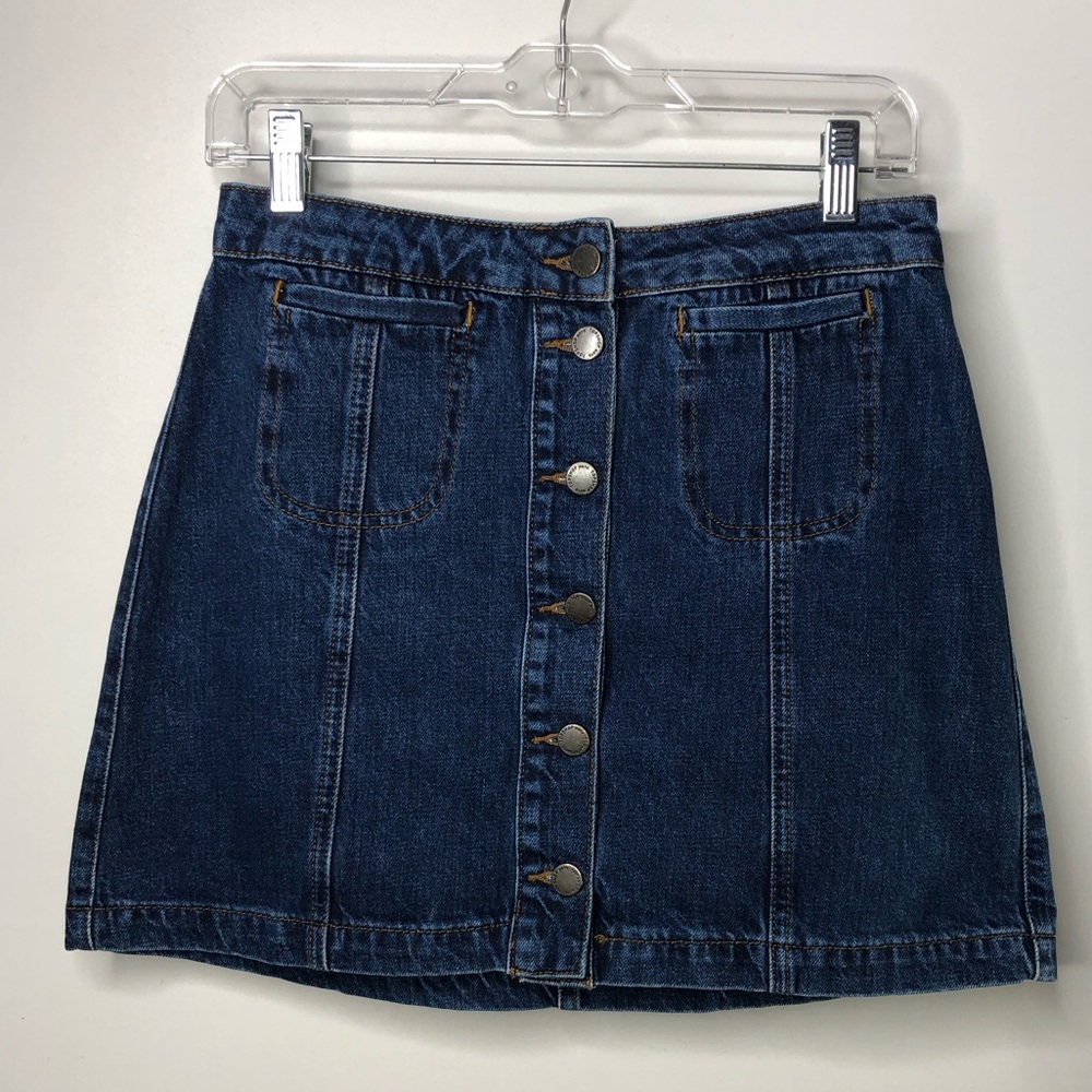 TopShop Moto Dark Wash Denim Mini W28 Skirt
